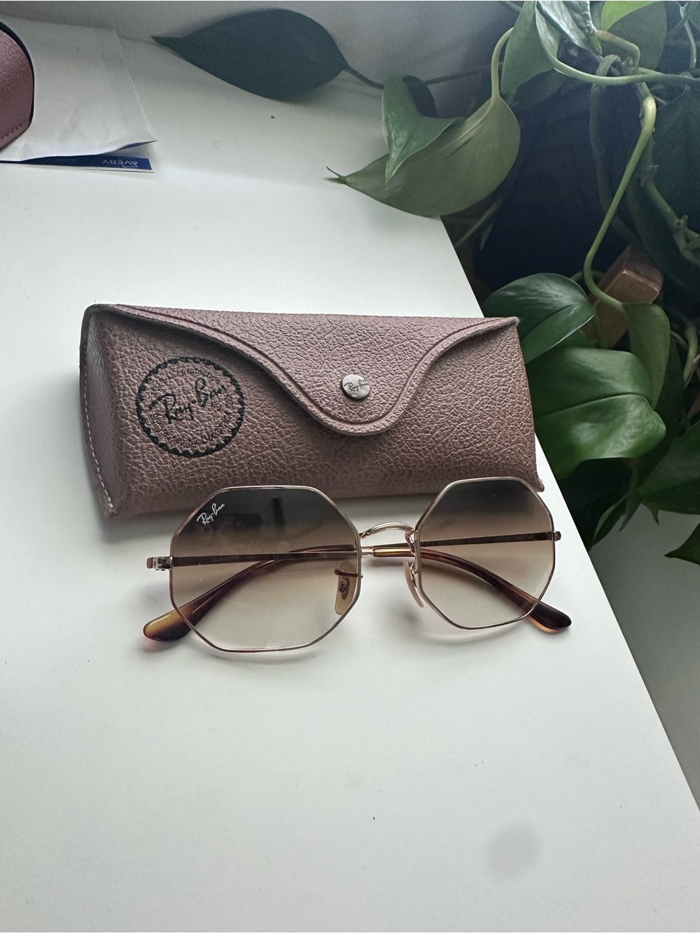 Ray-Ban Women's Brown Gradient Gold 1972 Octagon Sunglasses